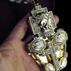 Jesus Combo Pendant Gold Finish Sand Blast Cuban Chain Necklace 30"