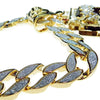 Jesus Combo Pendant Gold Finish Sand Blast Cuban Chain Necklace 30"