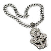 Jesus Combo Pendant Silver Tone Sand Blast Cuban Chain Necklace 30"