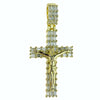 Jesus Crucifix Gold Plated over 925 Silver Iced Baguettes Small Pendant 1.25"