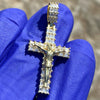 Jesus Crucifix Gold Plated over 925 Silver Iced Baguettes Small Pendant 1.25"