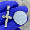 Jesus Crucifix Gold Plated over 925 Silver Iced Baguettes Small Pendant 1.25"