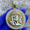 Jesus Gold Finish w/ Gold Glitter Round Coin Pendant