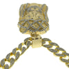 Jesus Head Full Iced Cuban Link Gold Finish Chain Necklace 30"