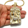Jesus Head Iced Pendant Gold Finish 36" Franco Chain Necklace