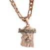 Jesus Head Rose Gold Finish 24" Figaro Chain Necklace