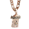 Jesus Head Rose Gold Finish 24" Figaro Chain Necklace