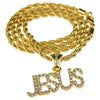 Jesus Letters Gold Finish Rope Chain Necklace 24"