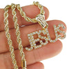 Jesus Letters Gold Finish Rope Chain Necklace 24"