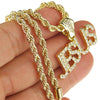 Jesus Letters Gold Finish Rope Chain Necklace 24"