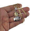 Jesus Malverde 2-Tone Cuban Chain Necklace