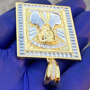 Jesus Malverde 925 Sterling Silver Pendant - Square CZ Medalla, Narco Saint