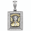 Jesus Malverde Two Tone Gold Plated over 925 Sterling Silver Pendant 1"