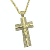 Jesus Piece Crucifix Cross Gold Finish 30" Rope Chain Necklace