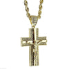 Jesus Piece Crucifix Cross Gold Finish 30" Rope Chain Necklace