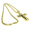 Jesus Piece Crucifix Cross Gold Finish 30" Rope Chain Necklace