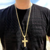 Jesus Piece Crucifix Cross Gold Finish 30" Rope Chain Necklace