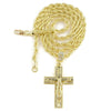 Jesus Piece Crucifix Cross  Rope Chain Gold Finish Necklace 24"