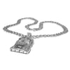 Jesus Silver Tone Cuban Iced Flooded Out Head Pendant Chain Necklace