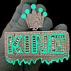King Pendant 925 Sterling Silver Glow In The Dark Iced Flooded Out CZ