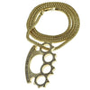 Knuckles Pendant Gold Finish Franco Chain Necklace Iced Flooded Out 36"