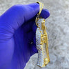 La Santa Muerte 24K Gold Finish Iced Micro Pave Pendant 3.5"