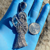 La Santa Muerte Iced Flooded Out Pendant Silver Tone 3.5"