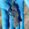 La Santa Muerte Iced Flooded Out Pendant Silver Tone 3.5"