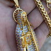 La Santa Muerte Iced Pendant Chain Gold Plated Stainless Steel Franco Necklace 36"