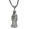 La Santa Muerte Iced Pendant Chain Stainless Steel Franco Necklace 36"