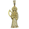 La Santa Muerte Iced Pendant Gold Finish Over 925 Sterling Silver