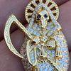 La Santa Muerte Iced Pendant Gold Finish Over 925 Sterling Silver