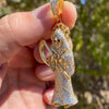 La Santa Muerte Iced Pendant Gold Finish Over 925 Sterling Silver