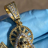 La Santa Muerte Iced Pendant Gold Finish Over 925 Sterling Silver
