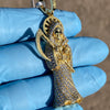 La Santa Muerte Iced Pendant Gold Finish Over 925 Sterling Silver