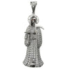 La Santa Muerte Silver Tone Iced Flooded Out Pendant Big 3.5"