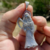 La Santa Muerte Solid 925 Silver Iced CZ Micro Pave Flooded Out Pendant