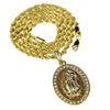La Virgen De Guadalupe Glitter Gold Finish Rope Chain Necklace 24"