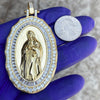 La Virgen De Guadalupe Gold Finish over 925 Silver Pendant 2.75" (Large)