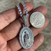 La Virgen de Guadalupe Mary Iced 925 Silver Tennis Choker 16"