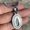 La Virgen de Guadalupe Mary Iced 925 Silver Tennis Choker 16"