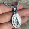 La Virgen de Guadalupe Mary Iced 925 Silver Tennis Choker 18"