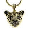 Leopard Pendant Gold Finish 36" Franco Chain Necklace