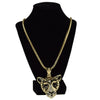 Leopard Pendant Gold Finish 36" Franco Chain Necklace