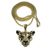 Leopard Pendant Gold Finish 36" Franco Chain Necklace