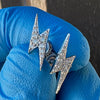 Lightning Bolt  Moissanite VVS Stud Screwback Earrings 925 Silver