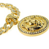 Lion Head Coin Pendant Gold Finish 18" Cuban Chain