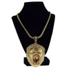 Lion Head Gold Finish 36" Franco Chain Necklace