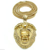 Lion Head Gold Finish 36" Franco Chain Necklace