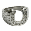 Lucky Horseshoe Ring Real 925 Sterling Silver Iced Flooded Out CZ
